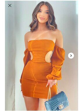 Fashion Nova Burnt Orange Cutout Mini Dress